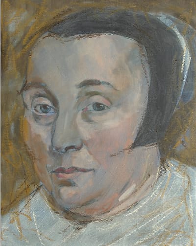 Oil painting, portrait of Anna van Gelder, wife of Michiel de Ruyter.